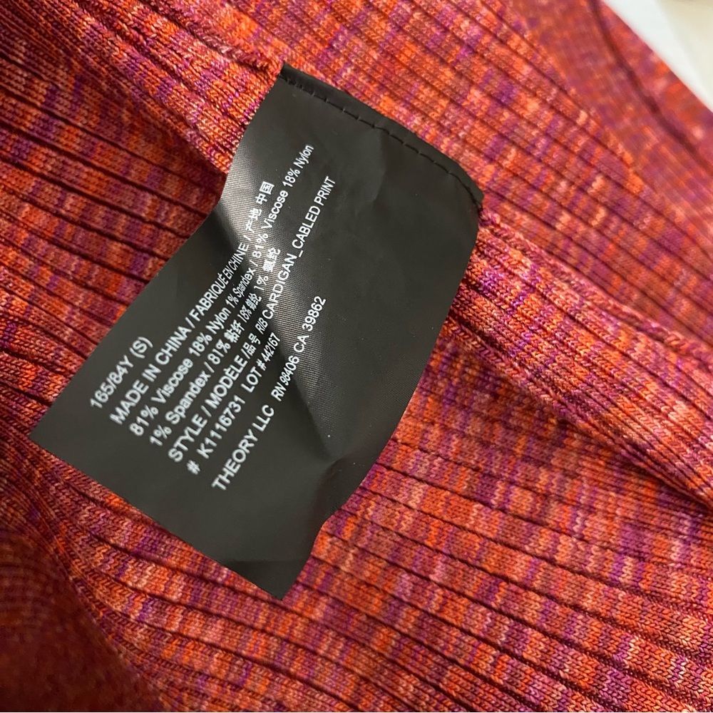 THEORY Women's Rib-knit Mid-length Cardigan In Sunset Multi - Picture 6 of 7